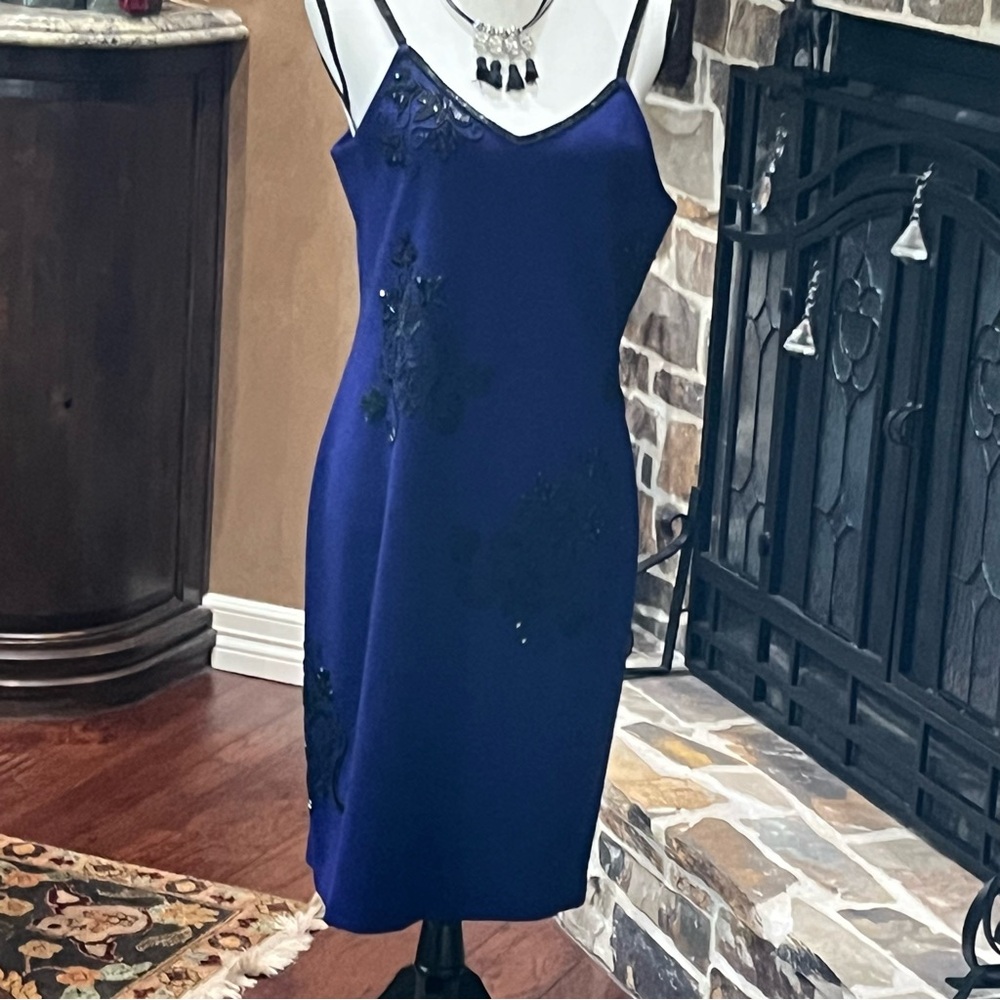The Limited Vintage, With Tags Royal blue, beaded, knit dress